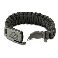 Outdoor Edge ParaClaw Paracord Survival Bracelet Large With 1.5 Inch Knife Blade Black PCK-90C