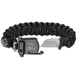 Outdoor Edge ParaSpark™ Paracord Survival Bracelet Large With 1.3 Inch Knife Blade Black PSK-90C